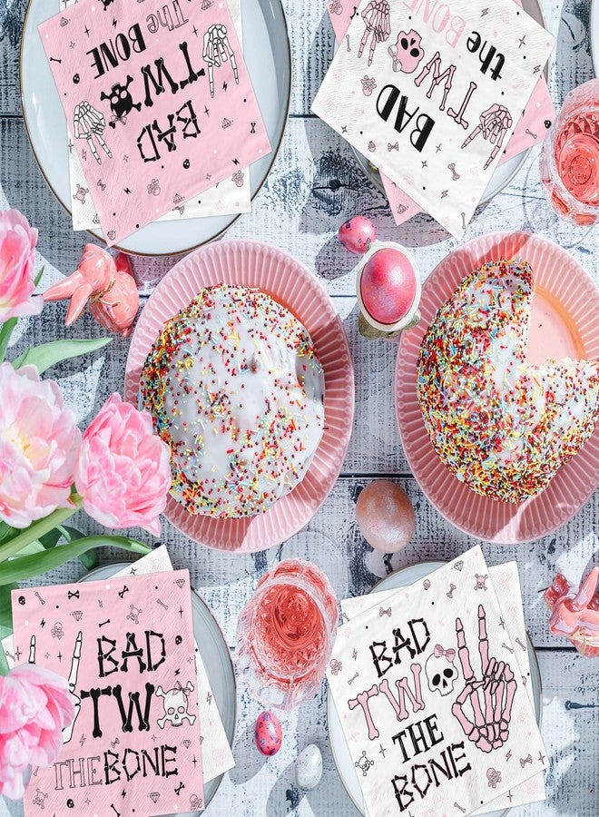 Dydamud Bad Two the Bone Party Decorations Girl, 50Pcs Bad Two The Bone Napkins 2 Year Old Girl Birthday Party Supplies Rock and Roll 2nd Birthday Napkins, Bad to the Bone 2nd Birthday Decorations for Girl - Image 3